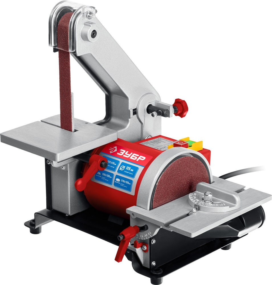 Станок шлифовальный тарельчато-ленточный d 125 мм 25?762 мм лента 330 Вт ЗУБР ЗШС-330