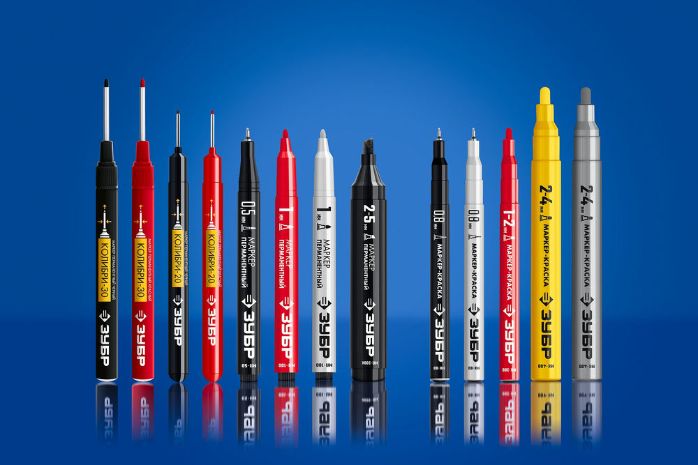 Перманентный маркер для отверстий Колибри-20 красный, наконечник L 20 мм, 2 мм ЗУБР 06328-3