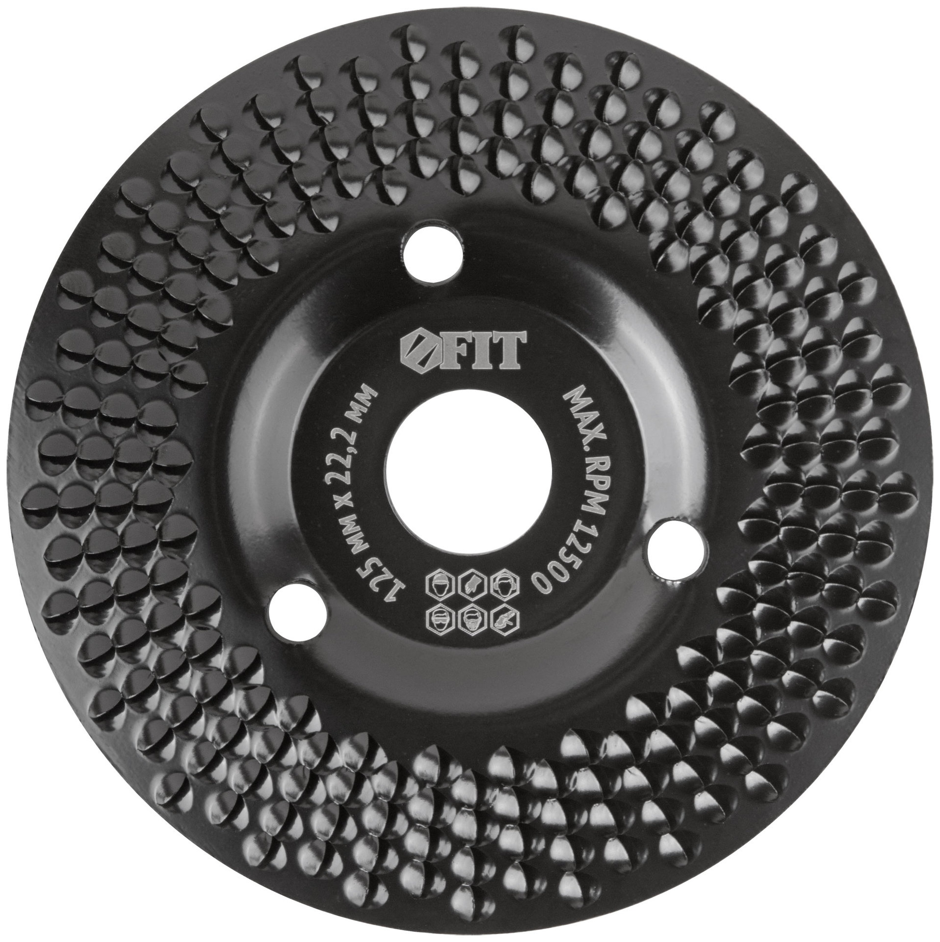 Диск обдирочный по дереву, наклонный, посадочный диаметр 22,2 мм, 125 мм, грубая насечка (39524)