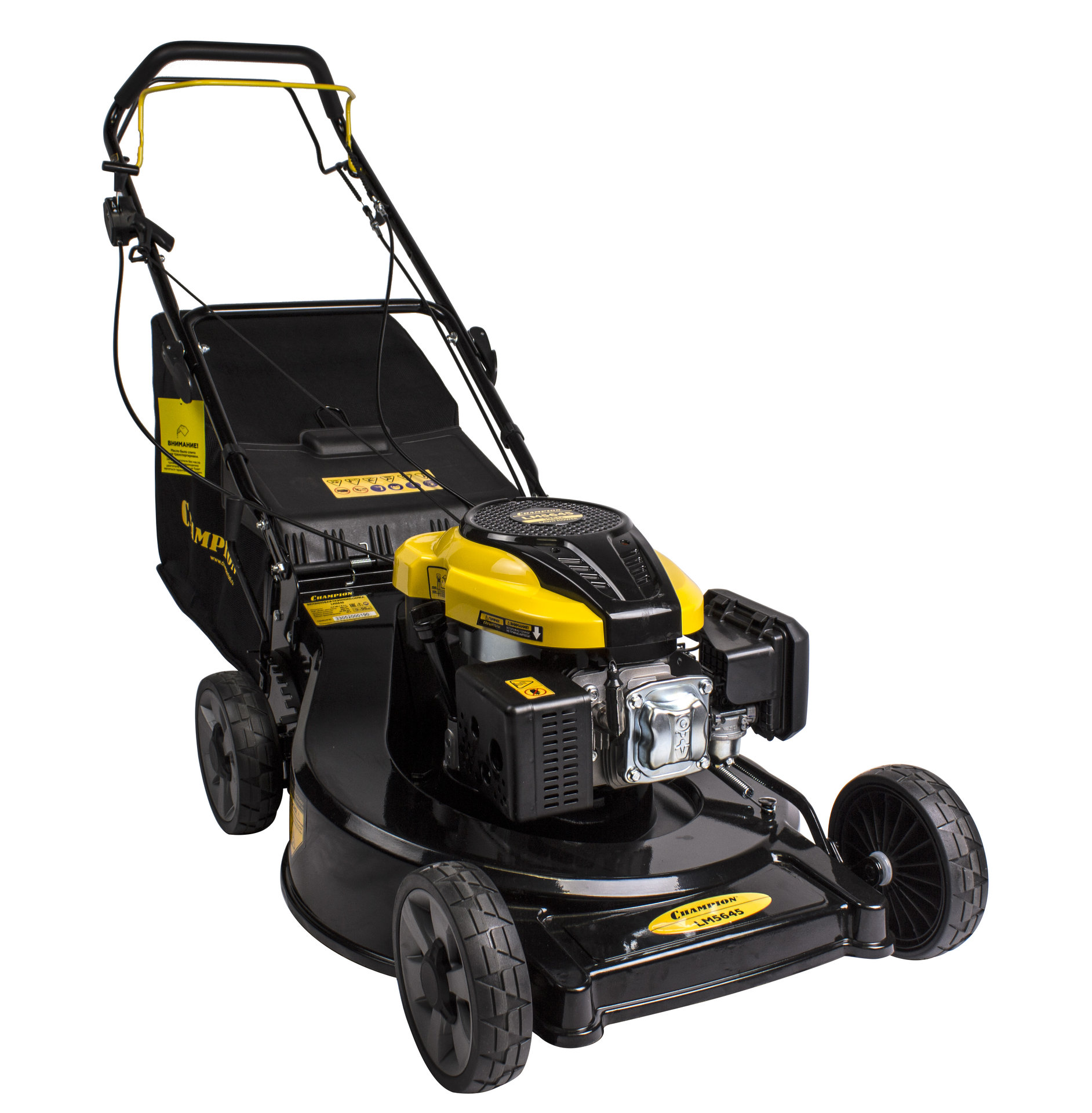 Газонокосилка CHAMPION LM5645 (PRO 4,4кВт привод 560мм 75л 25-80мм 1рычаг/8, 38,2кг3в1) (LM5645)