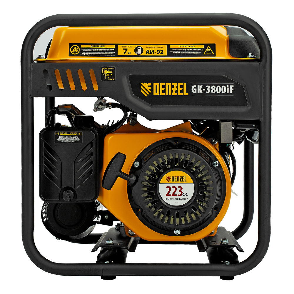 Генератор инверторный GK-3800iF, 3,8 кВт, 230 В, ручной старт DENZEL (94708)