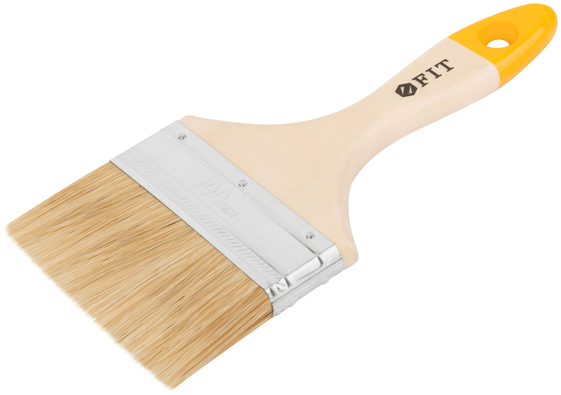 Кисть флейцевая Стандарт-Плюс, натур.светлая щетина, деревянная ручка 4 (100 мм) (01048)