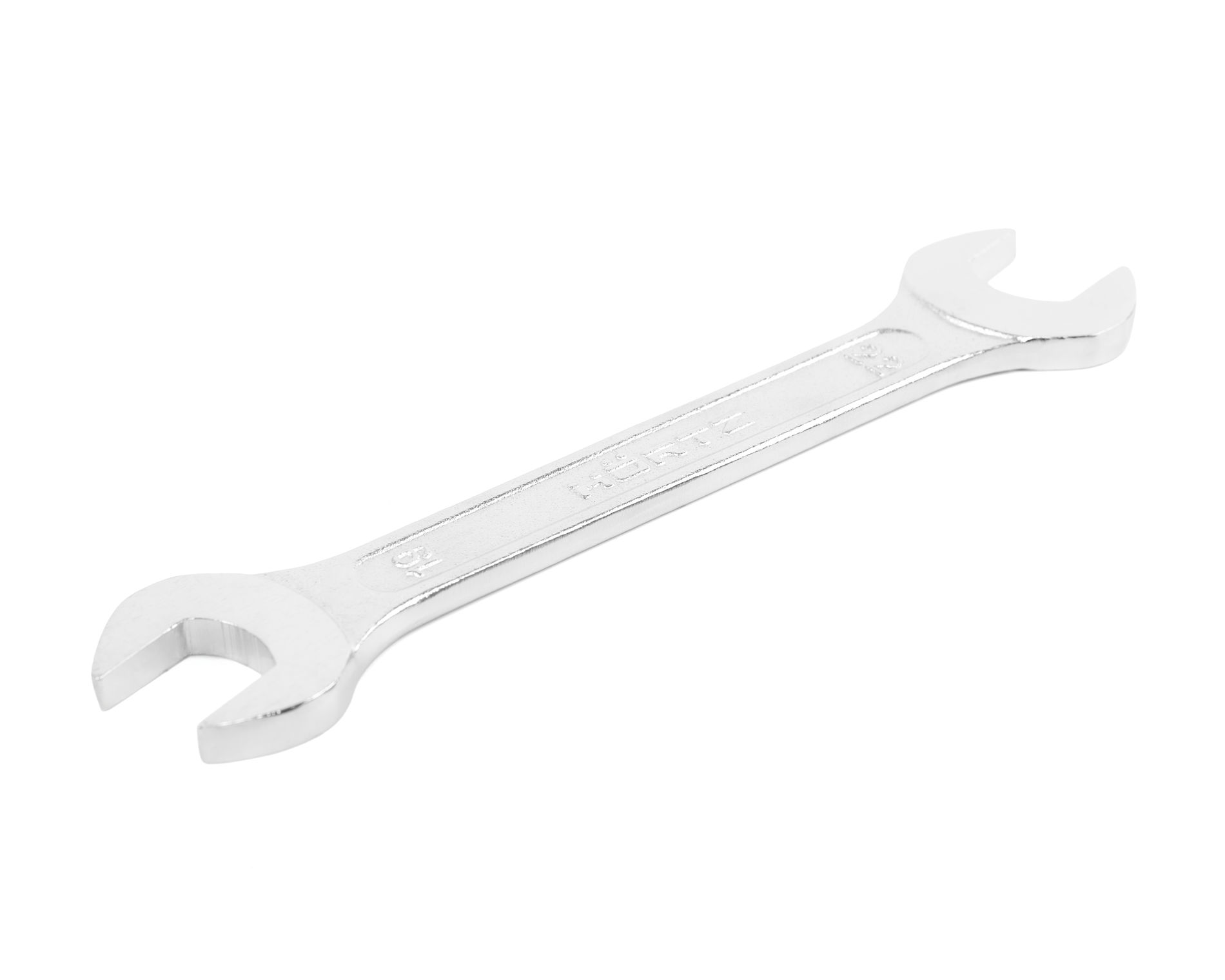 Ключ гаечный рожковый двусторонний 19х22 хромированный на подвесе HORTZ