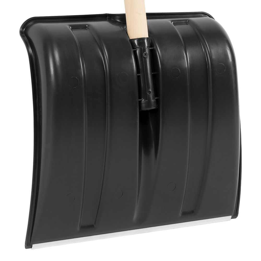 Лопата для уборки снега пластиковая, 380х350х1370 мм, деревянный черенок (61697)