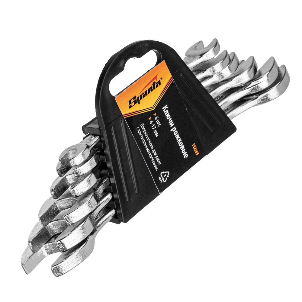 Набор ключей рожковых, 6 х 17 мм, 6 шт, хромированные Sparta (152305)