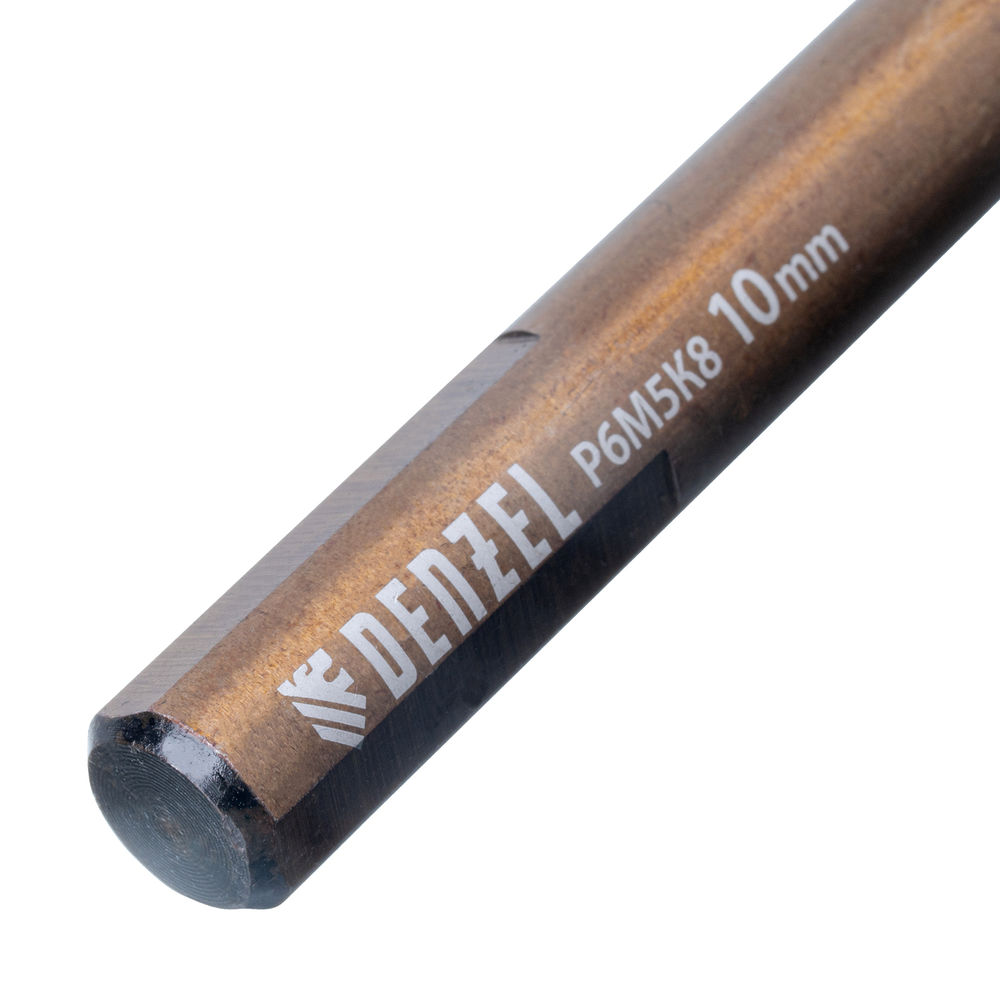 Набор сверл по металлу, 1-10 мм, Р6М5К8-TiN, Golden Tip, 19 шт Denzel (723008)