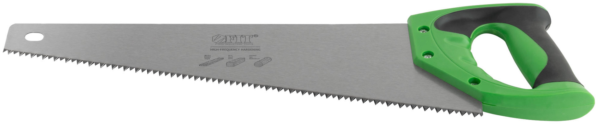 Ножовка по дереву, крупный каленый зуб 5 TPI, 2D заточка, пластиковая прорезиненная ручка 400 мм (40421)