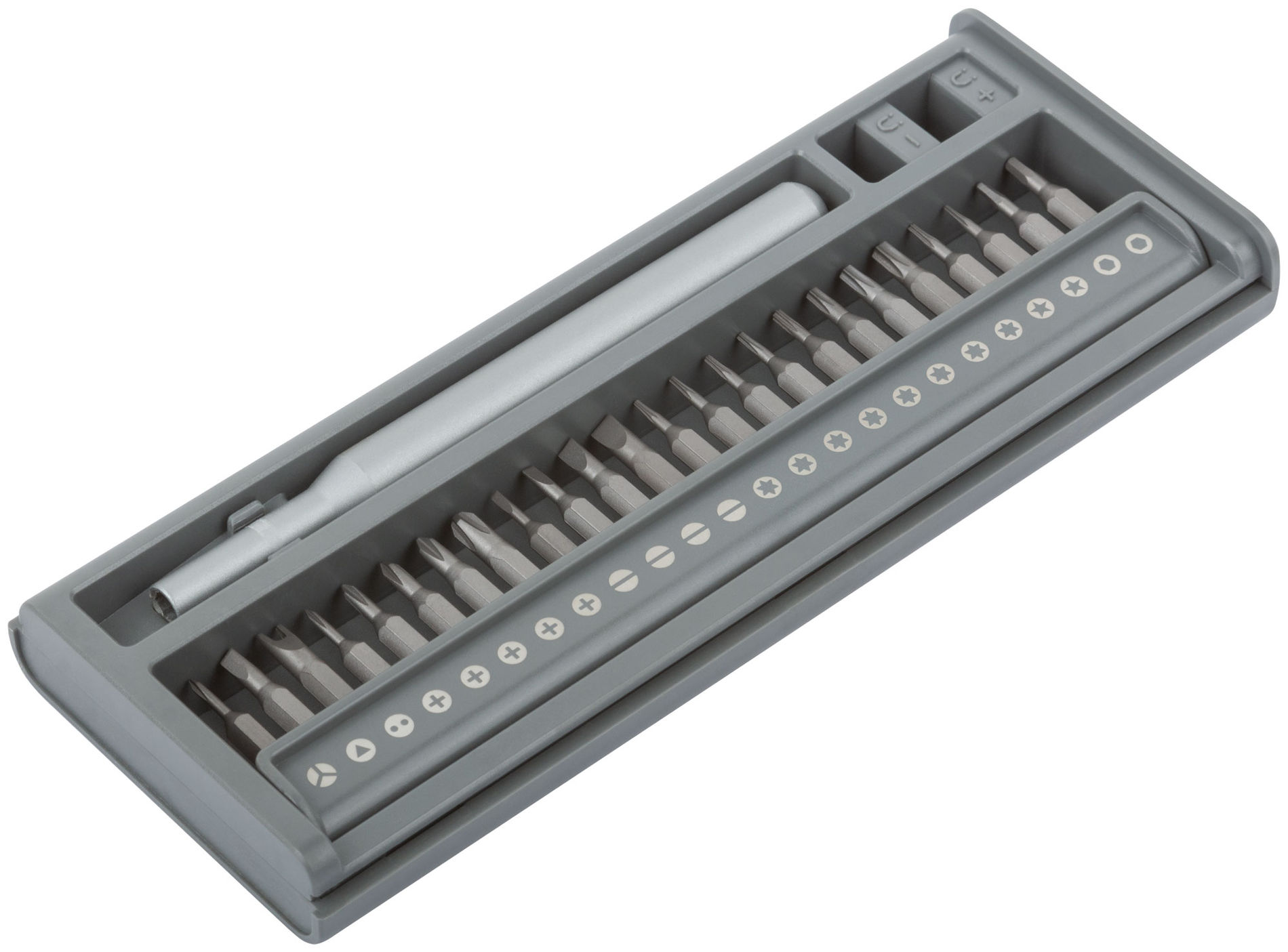 Отвертка с битами для точных работ, 24 CrV бит, пластиковый бокс (56194)