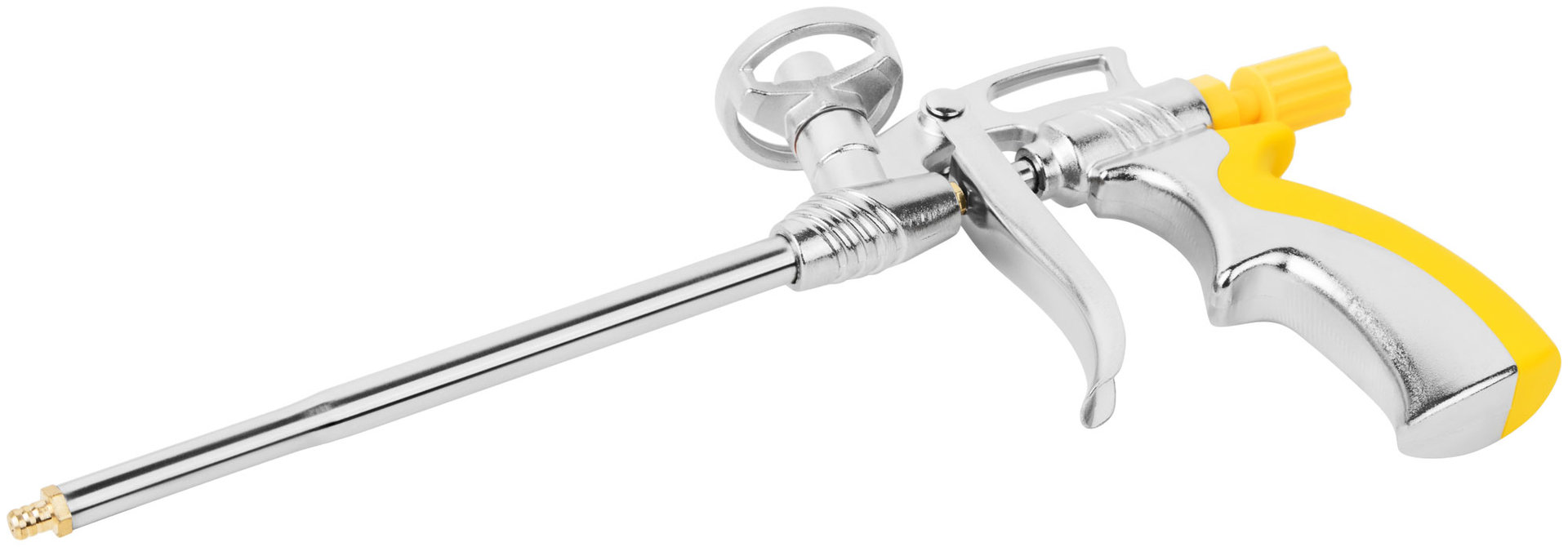 Пистолет для монтажной пены, алюминиевый корпус, прорезиненная ручка (14283)