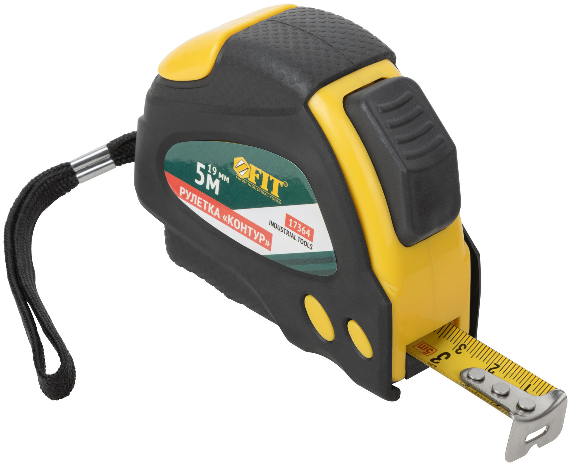 Рулетка Контур с автостопом, прорезиненный корпус 5 м x 19 мм