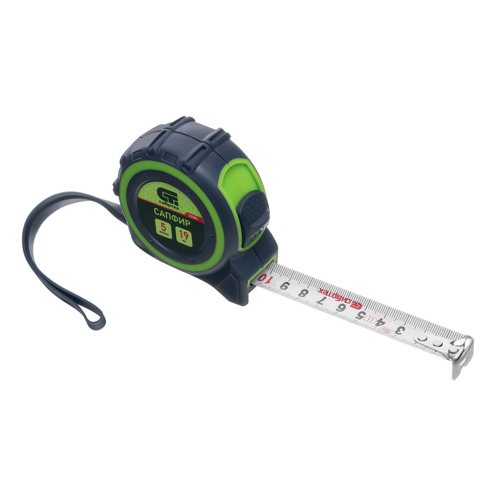 Рулетка Сапфир,двухкомпонентный корпус,5 м х 19 мм Сибртех