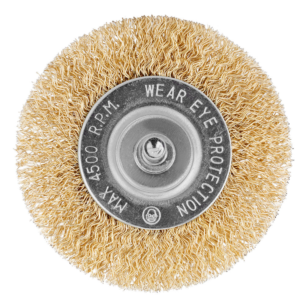 Щетка для дрели, 75 мм, плоская со шпилькой, латунированная витая проволока Matrix (74448)