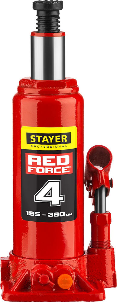 Домкрат бутылочный гидравлический в кейсе 4 т, 195 - 380 мм RED FORCE Professional STAYER 43160-4-K