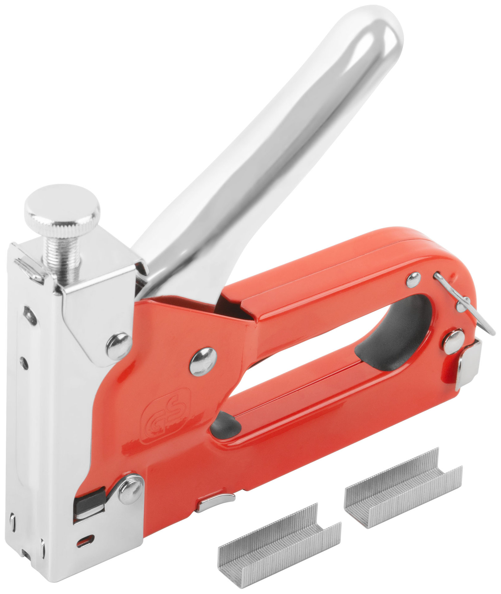 Степлер для узких скоб тип 53 4-14 мм, регулировка силы удара, металлический корпус (32086)