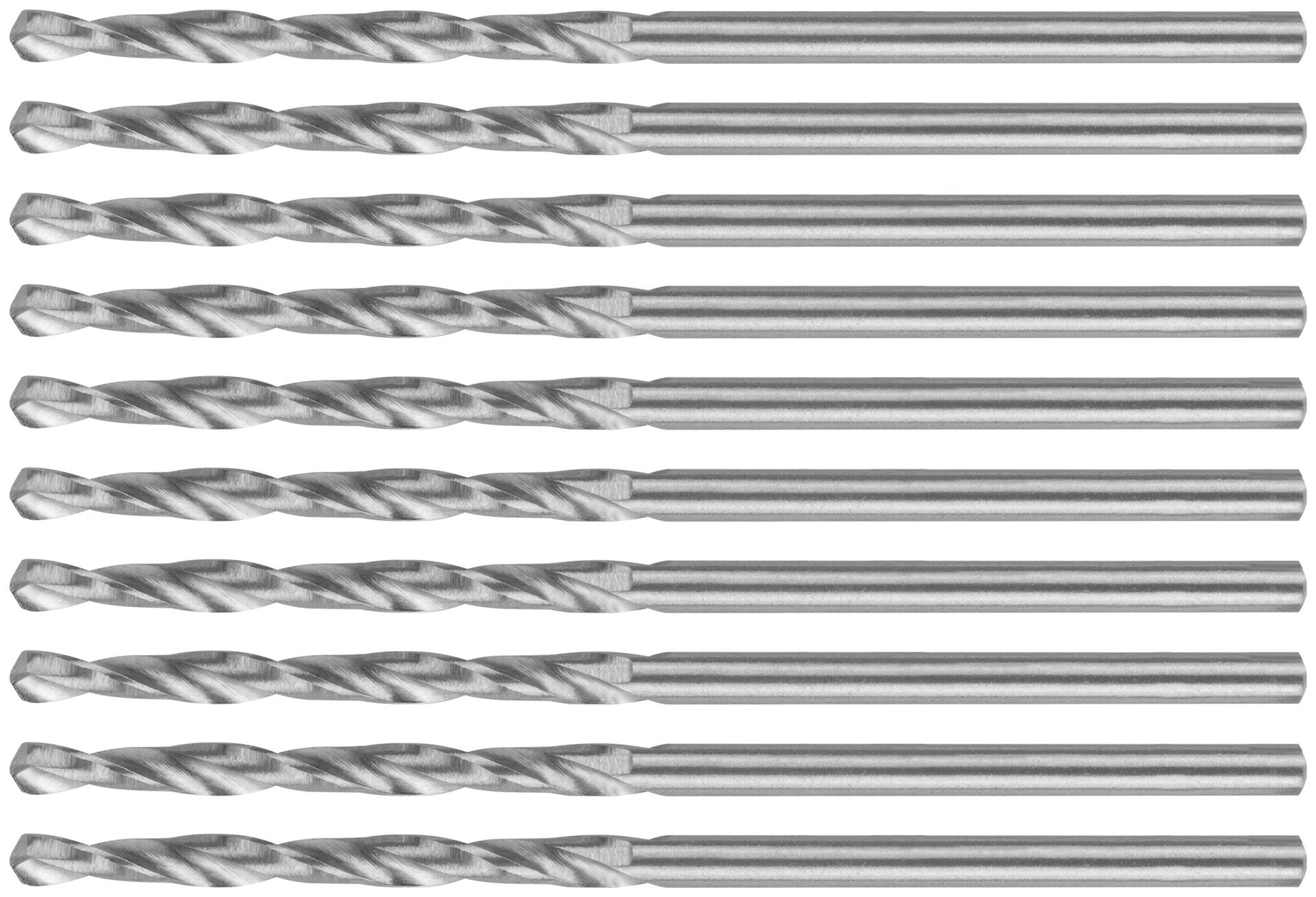 Сверла по металлу HSS шлифованные, угол заточки 135°, 2,0 x 49 мм (10 шт.) (35670М)