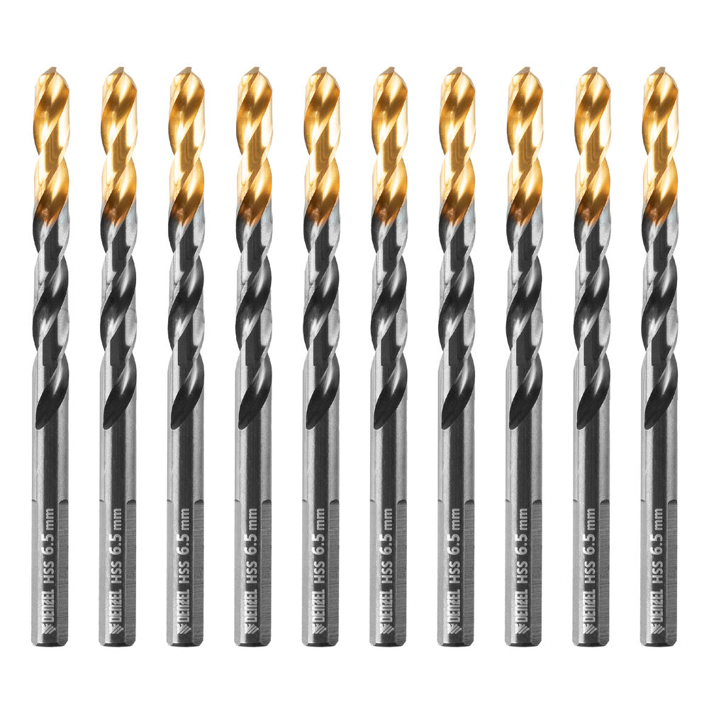 Сверло по металлу, 6,5 мм, HSS-Tin, Golden Tip, 10 шт. Denzel (717216)