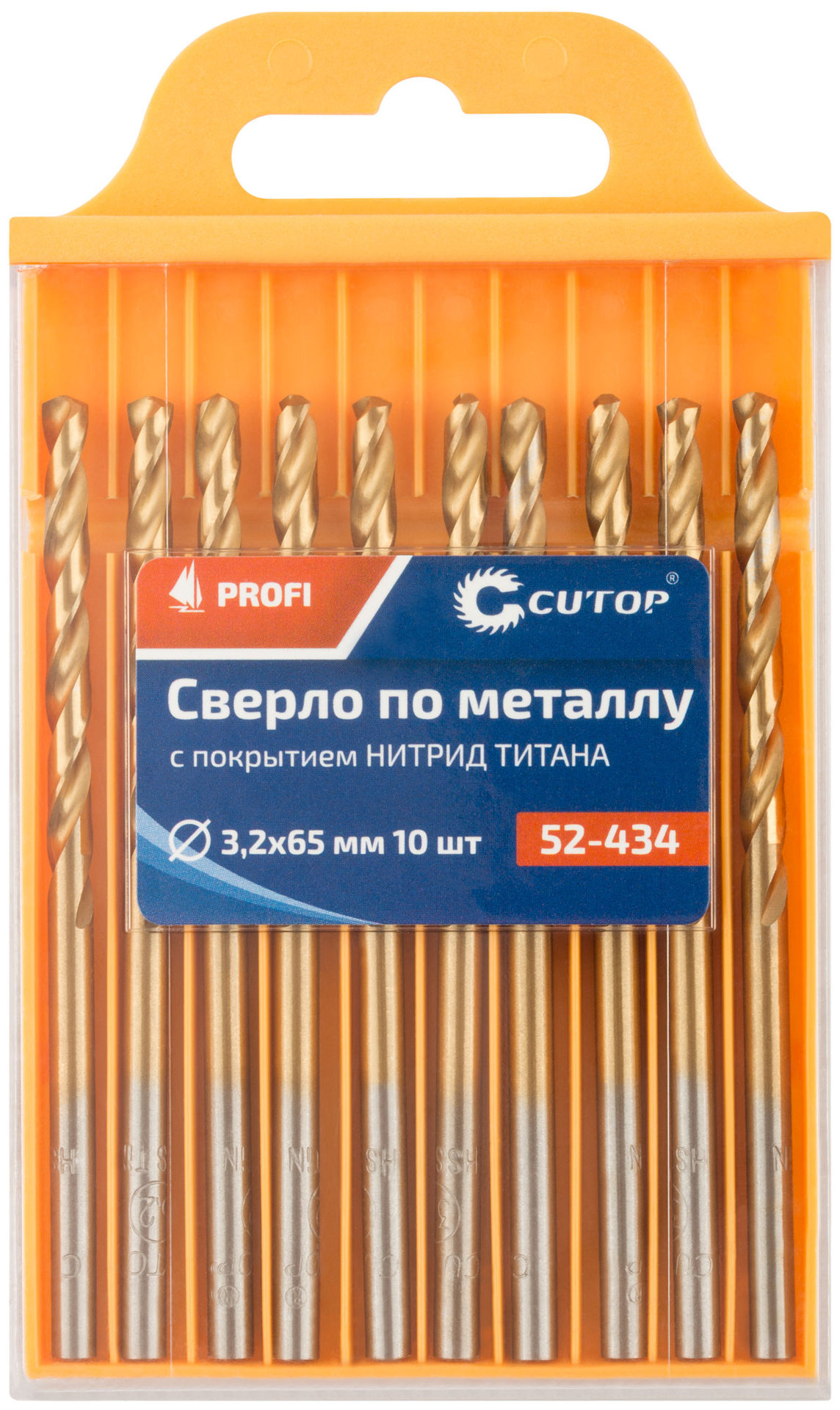 Сверло по металлу Cutop Profi с титановым покрытием, 3,2х65 мм (10 шт) (52-434)