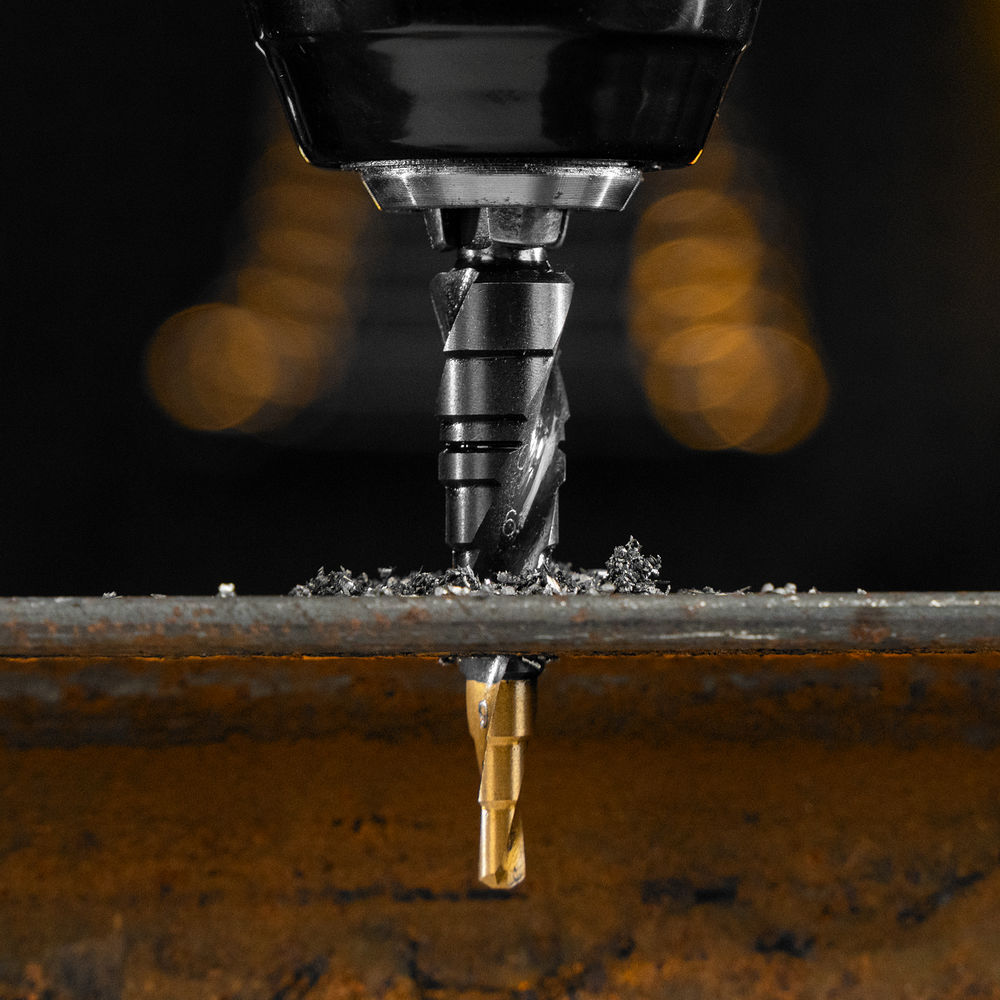 Сверло ступенчатое 4-5-6-7-8-9-10-11-12 мм, Р6М5, 6-гр. хвостовик Denzel (723602)