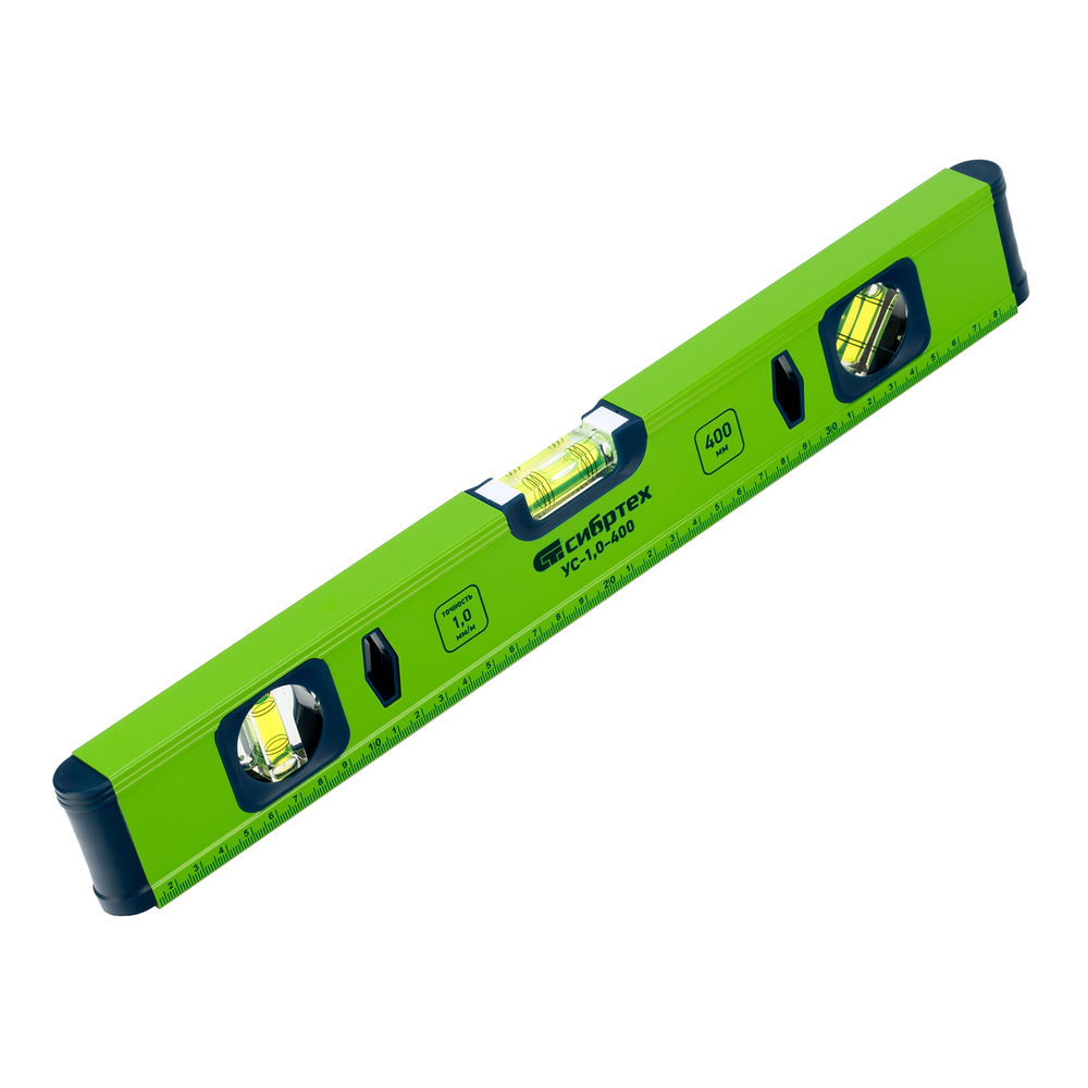 Уровень алюминиевый УС-1, 0-400, фрезерованный, 3 глазка, 400 мм Сибртех (34100)