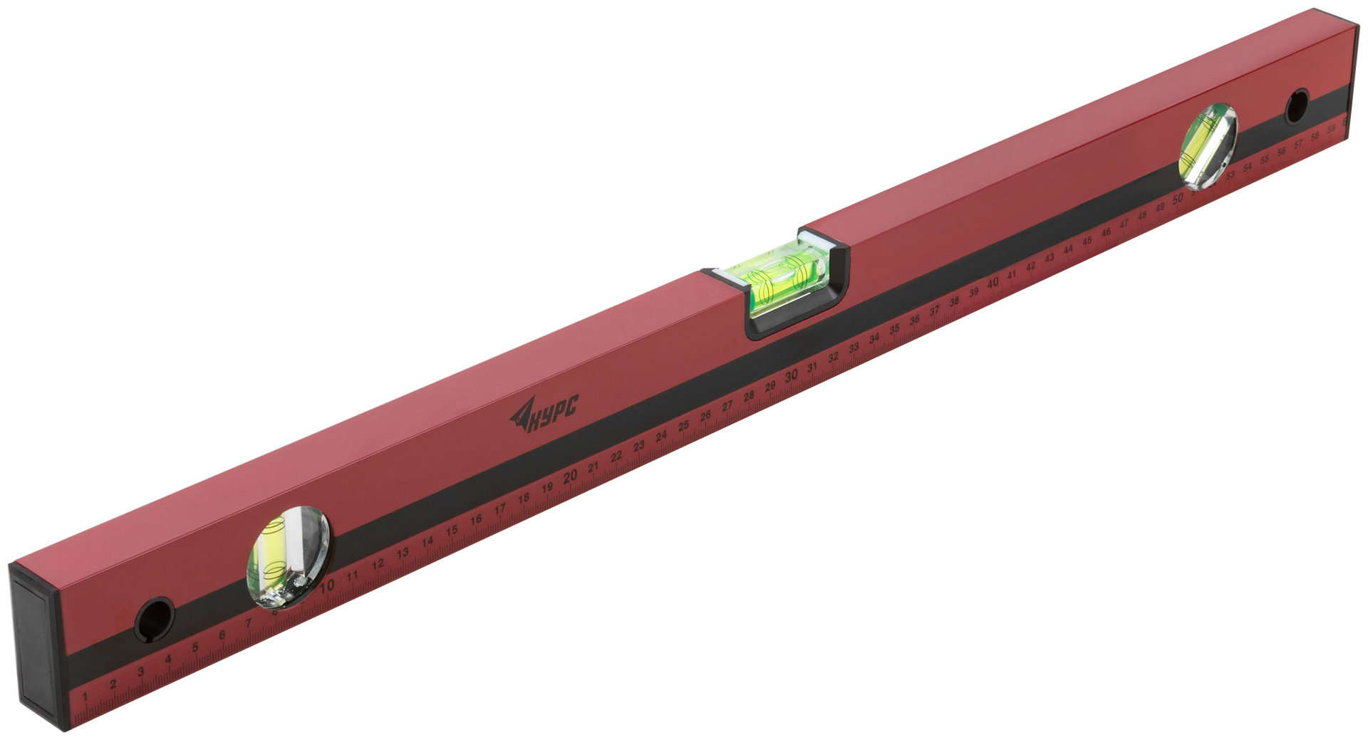 Уровень Оптима, 3 глазка, красный корпус, фрезерованная рабочая грань, шкала 600 мм (18023)