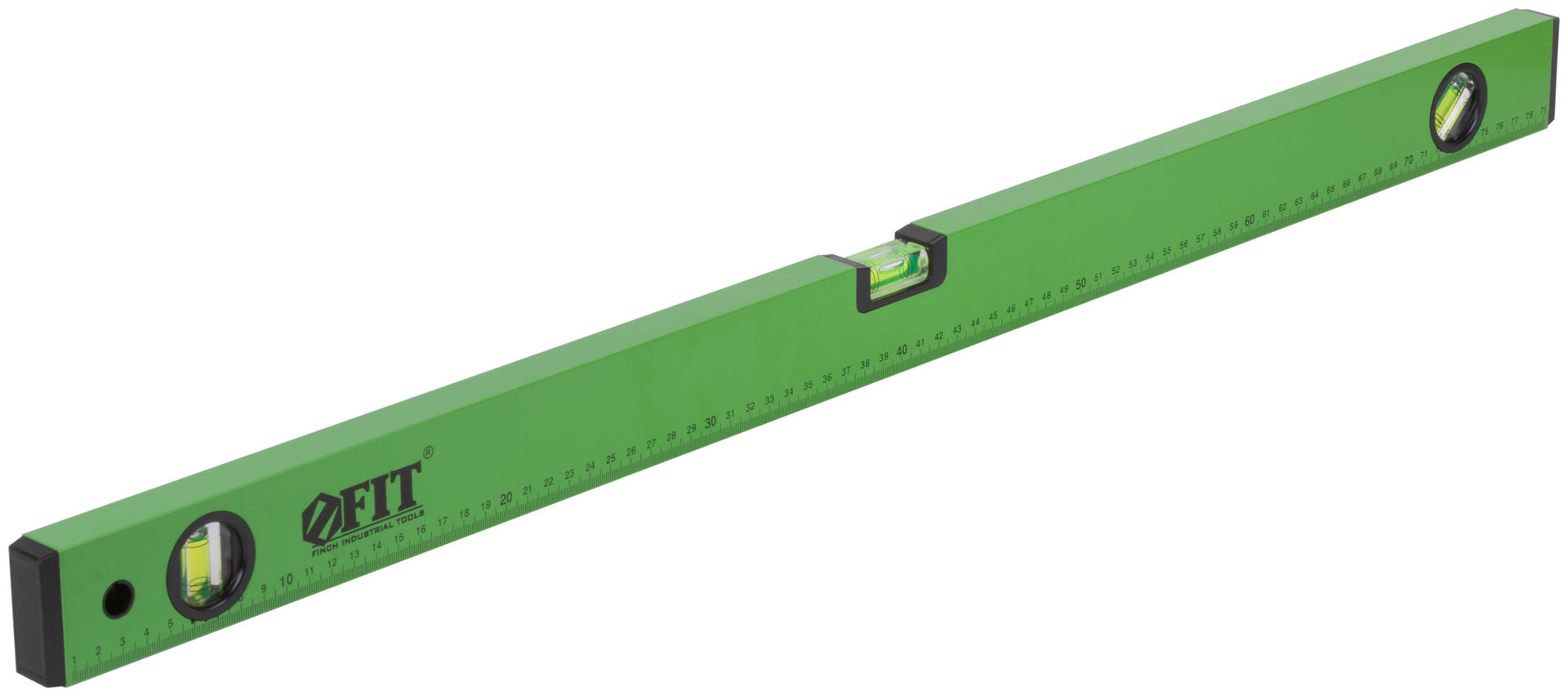 Уровень Техно, 3 глазка, зеленый корпус, фрезерованная рабочая грань, шкала 800 мм (18118)