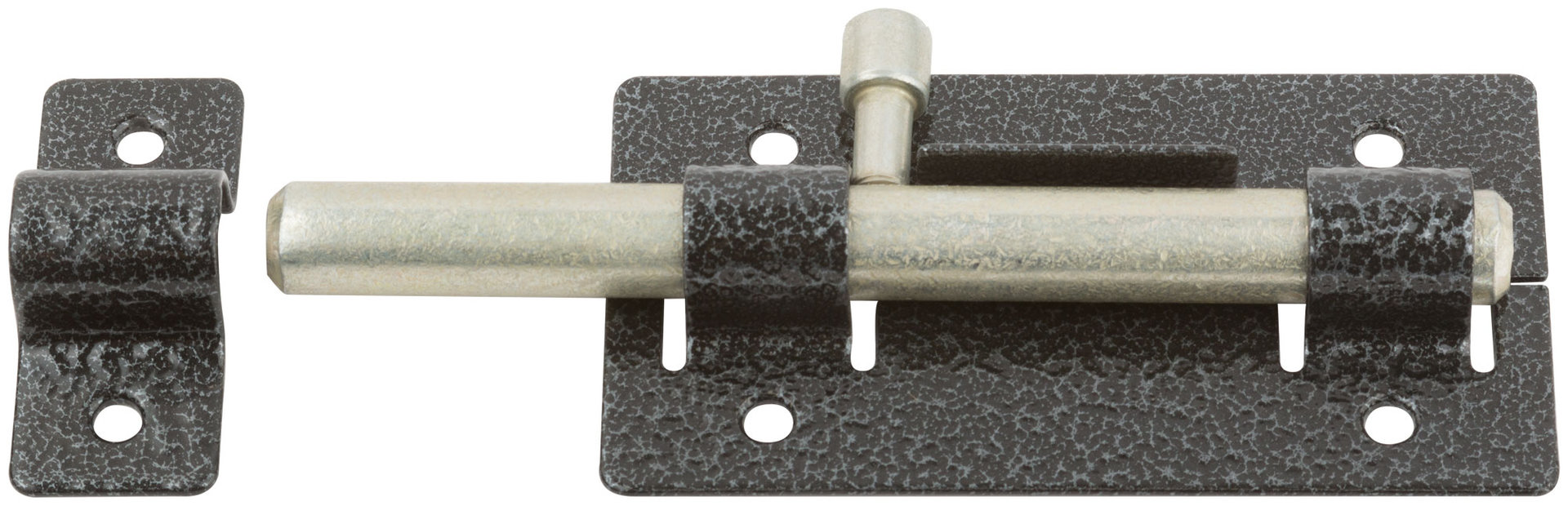 Задвижка накладная усиленная для дверей, круглый ригель, серебро (66691)