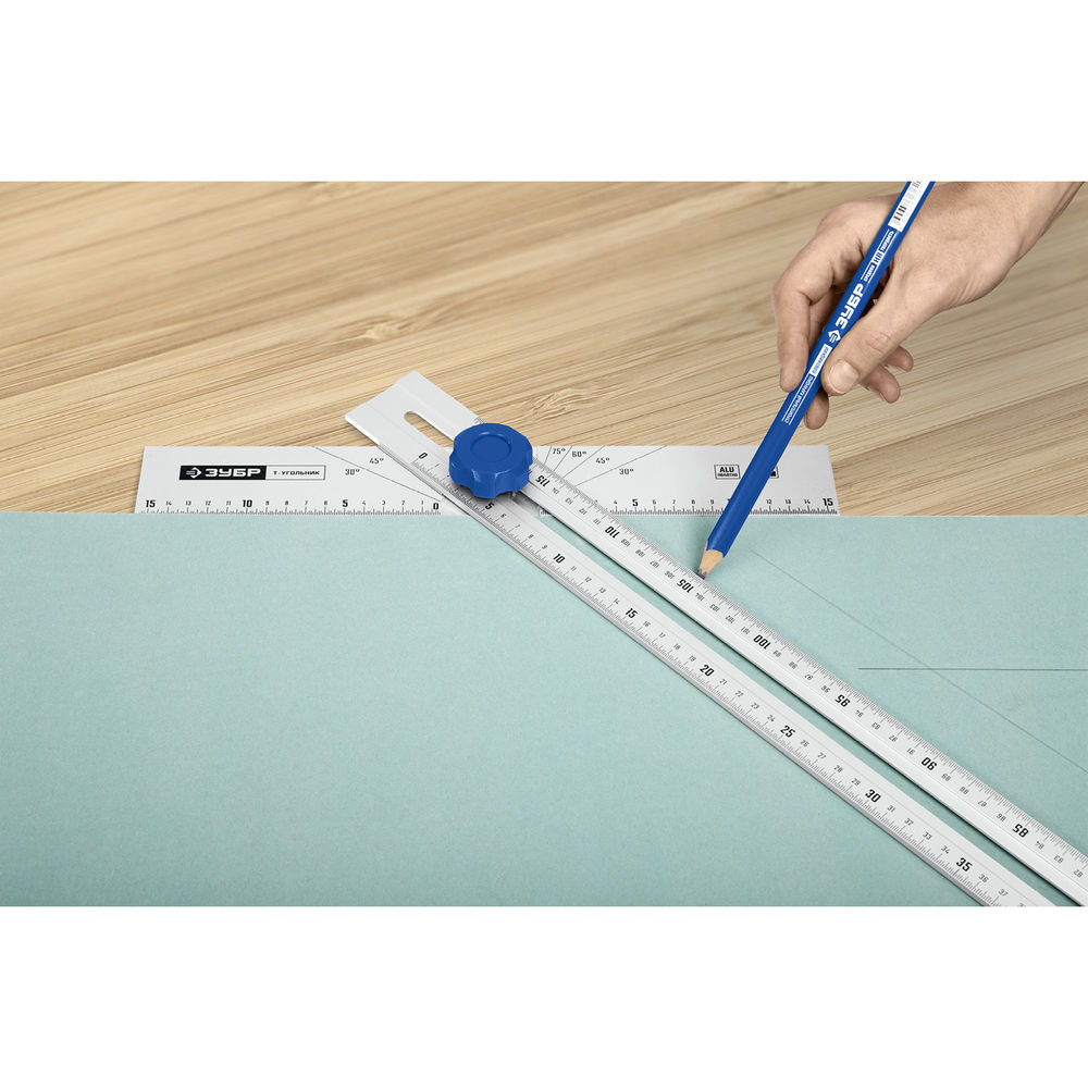 Т-угольник алюминиевый с подвижной направляющей ЗУБР Профессионал 34389
