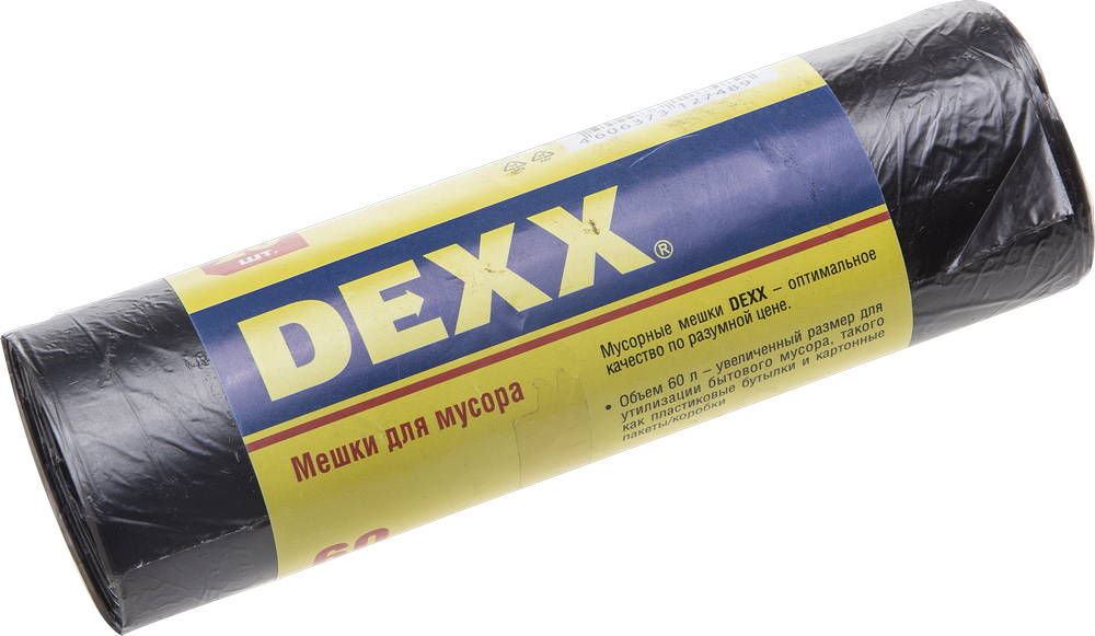 Мусорные мешки 60 л, 20 шт, черные DEXX 39150-60