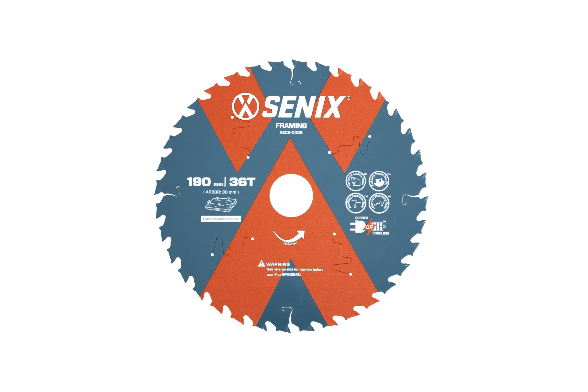 Диск пильный по дереву 190мм х 30 мм, 36Т, SENIX
