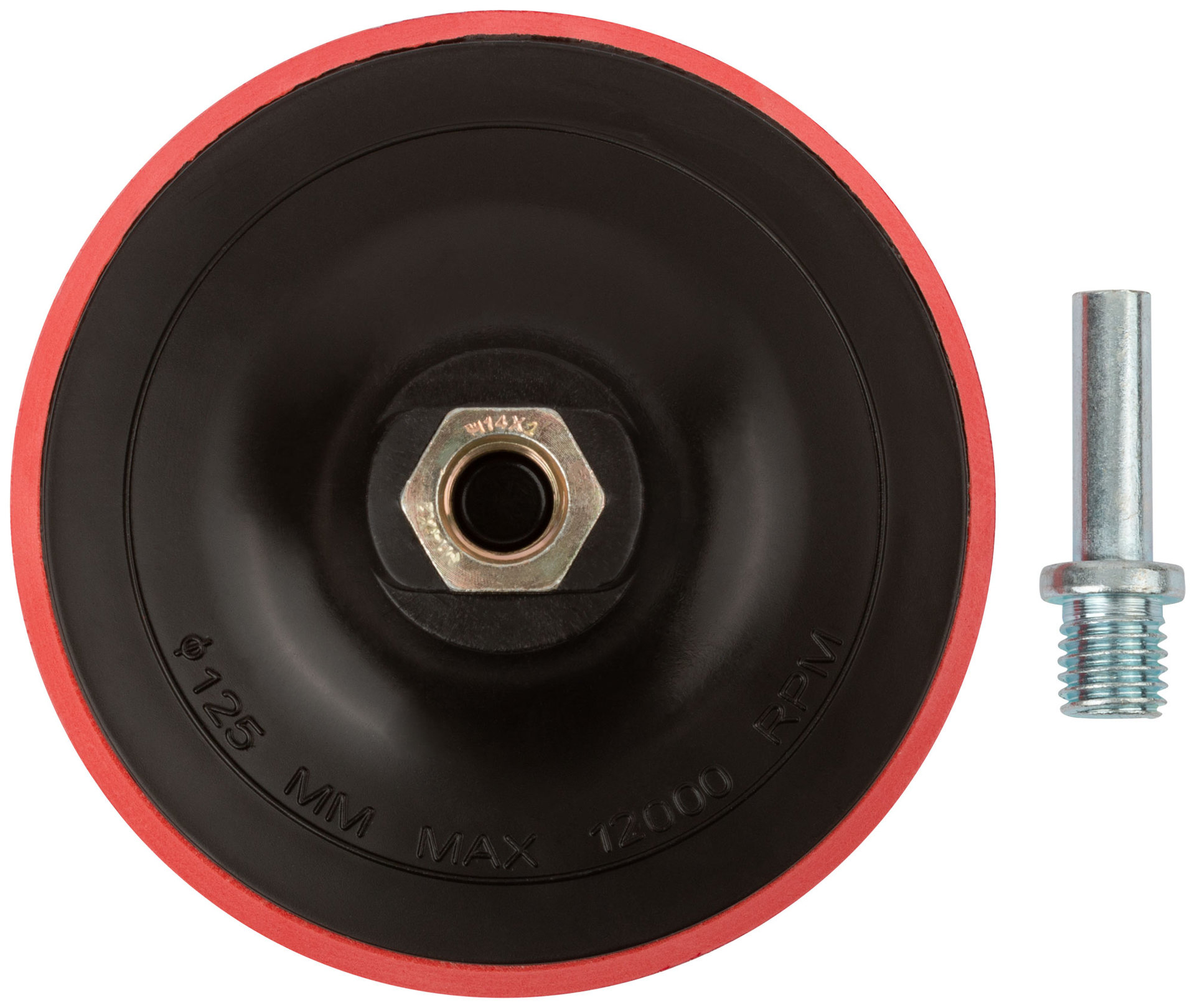 Диск шлифовальный с липучкой, гайка М14 + переходник для дрели, 125x10 мм (39619)