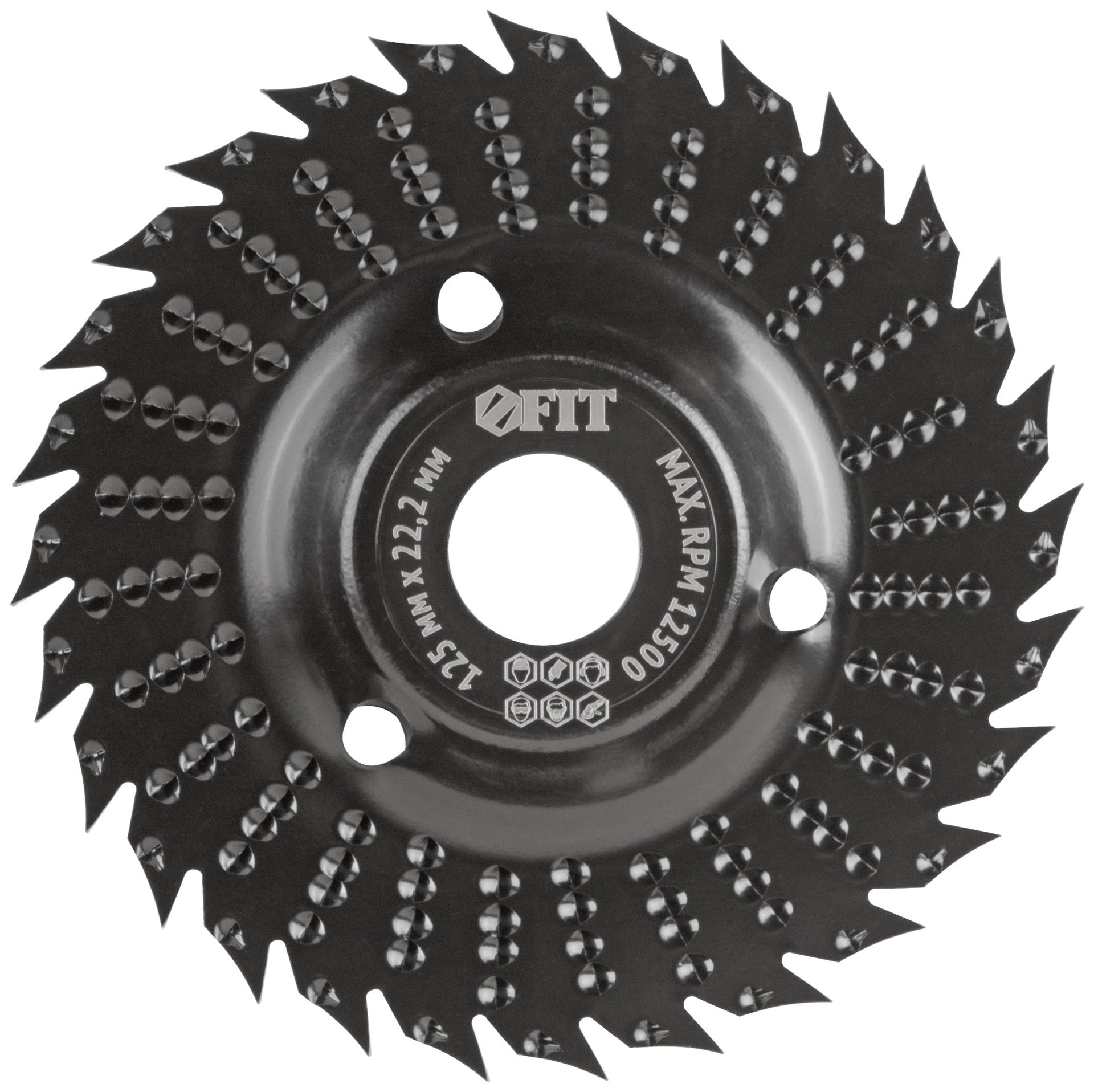 Диск-фреза обдирочный по дереву, плоский, посадочный диаметр 22,2 мм, 125 мм, грубая насечка (39529)