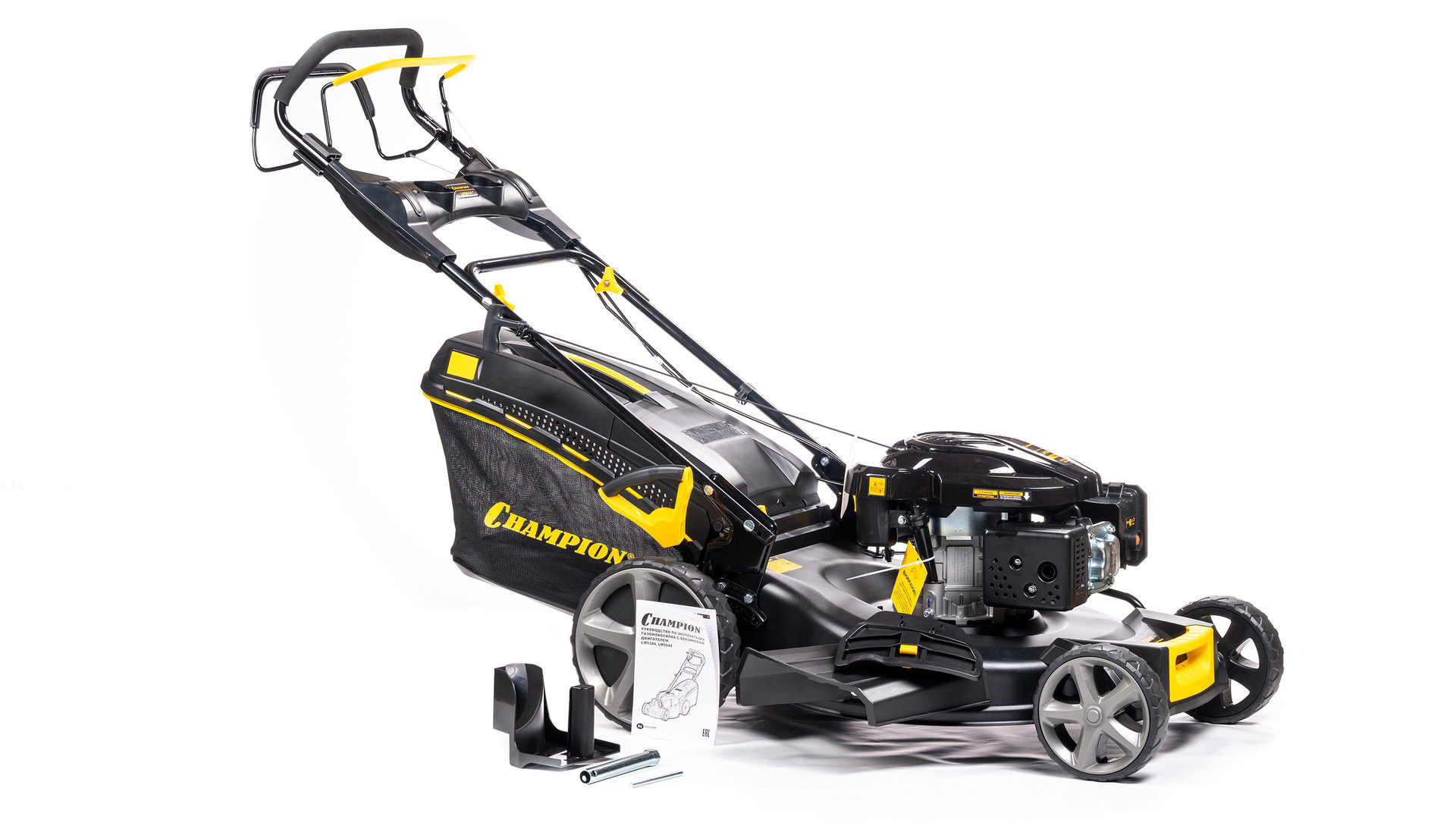 Газонокосилка CHAMPION LM5644 (PRO 4,4кВт привод 555мм 65л 25-75мм 1рычаг/6, 41кг 4в1) (LM5644)