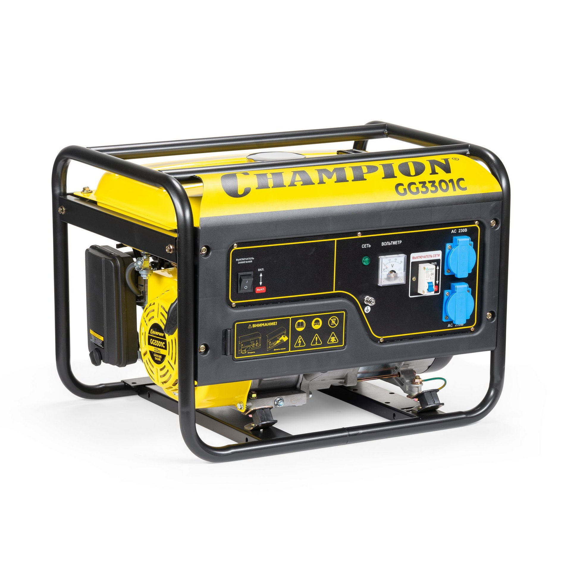 Генератор CHAMPION GG3301C (2,8/3,1кВт 6лс 15л 46кг высокий пусковой ток, 7кВт) (GG3301C)