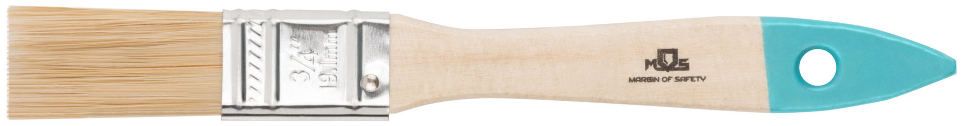 Кисть флейцевая, натур. cветлая щетина, деревянная ручка 3/4 (19 мм) (00702М)