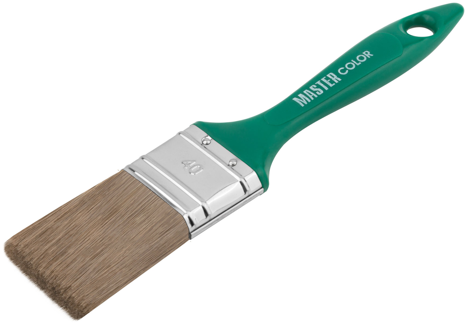 Кисть флейцевая, толщ. 11 мм, 70% ПЭT/30% натур. щетина, нерж.обжим, пласт.ручка, ширина 40 мм (30-0232)