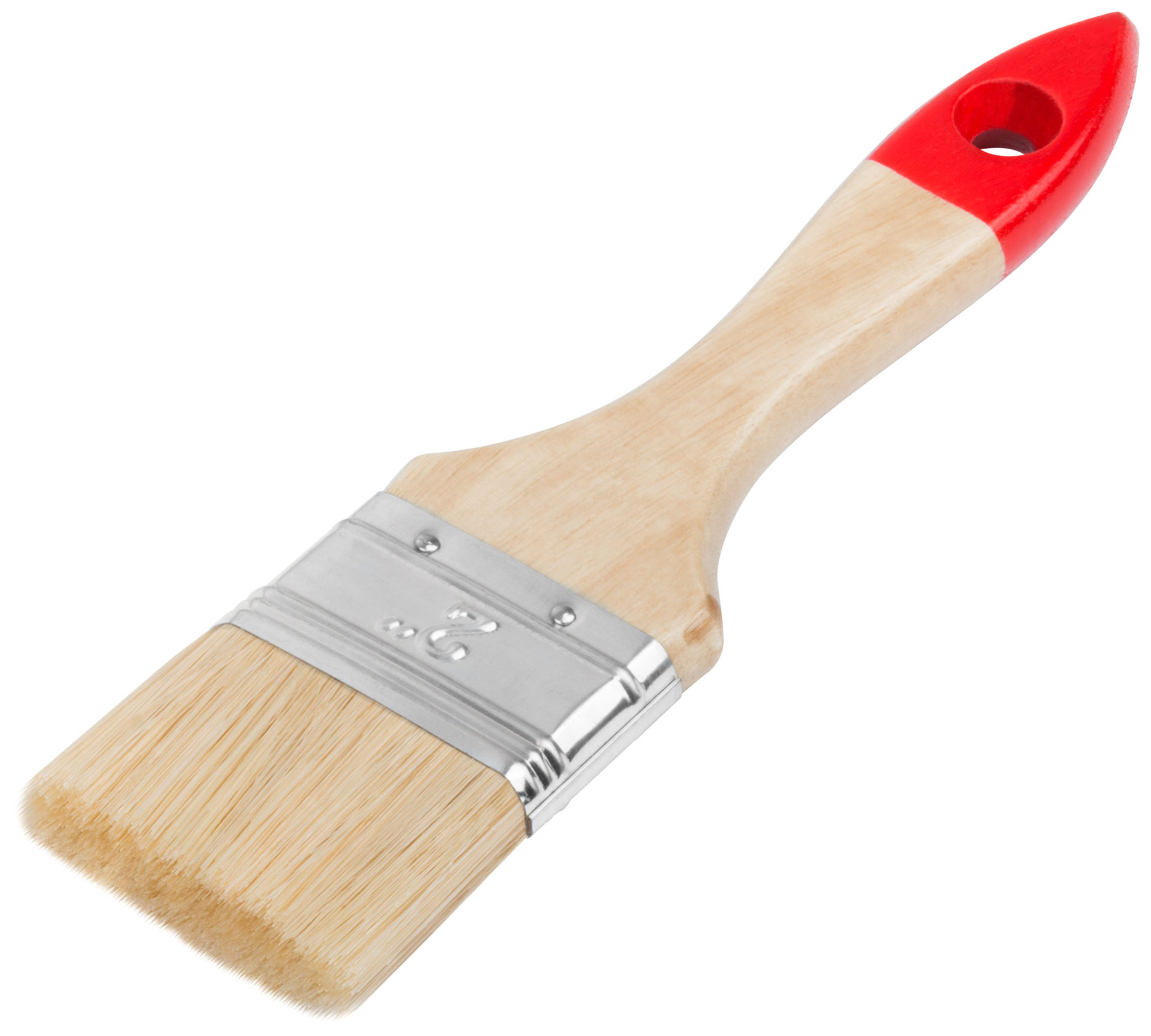 Кисть флейцевая Стандарт, натур.светлая щетина, деревянная ручка 2 (50 мм) (01035)