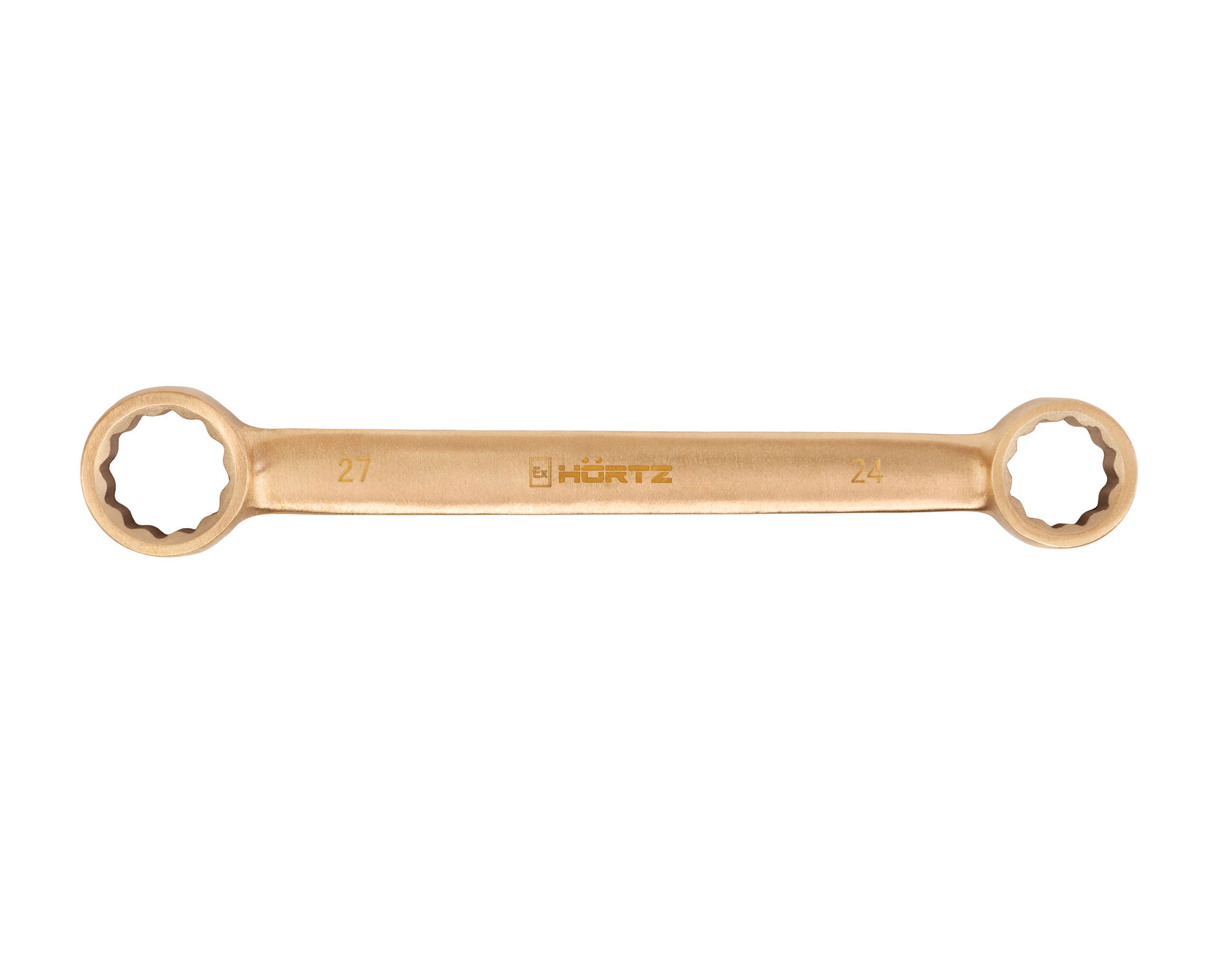 Ключ гаечный накидной двусторонний плоский 24х27 искробезопасный сплав BeCu, HORTZ