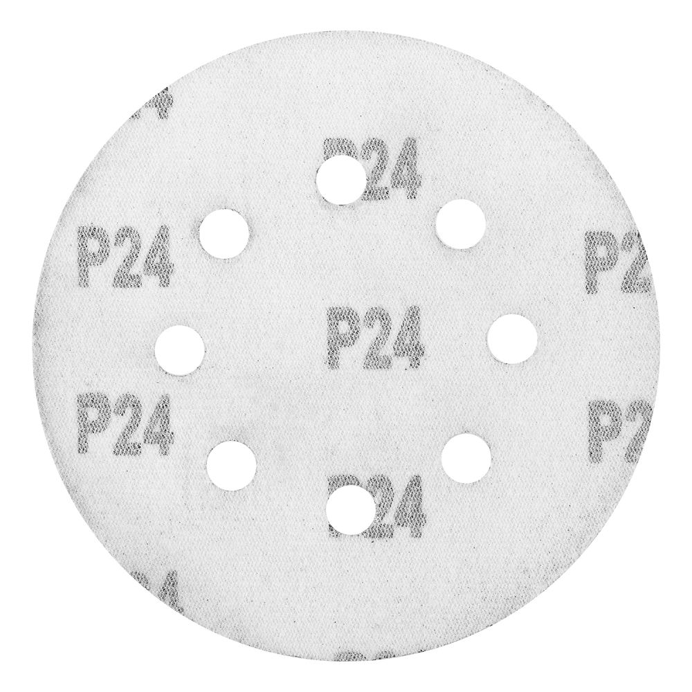 Круг абразивный на ворсовой подложке под липучку, перфорированный, P 24, 125 мм, 5 шт Matrix (73800)