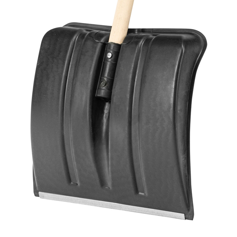 Лопата для уборки снега пластиковая, 380х385х1420 мм, оцинк. планка, деревянный черенок (6157453)