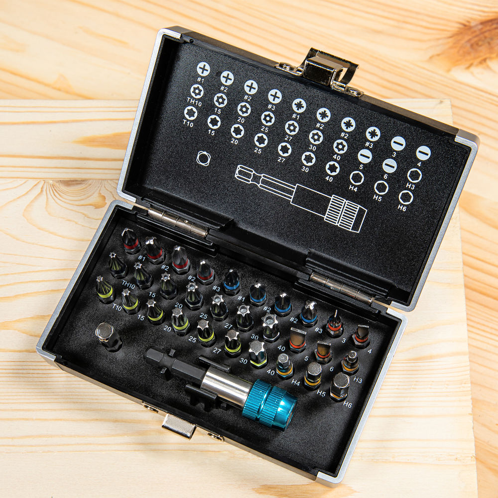 Набор бит, магнитный адаптер, сталь S2, пластиковый кейс, 32 предмета Gross (11363)