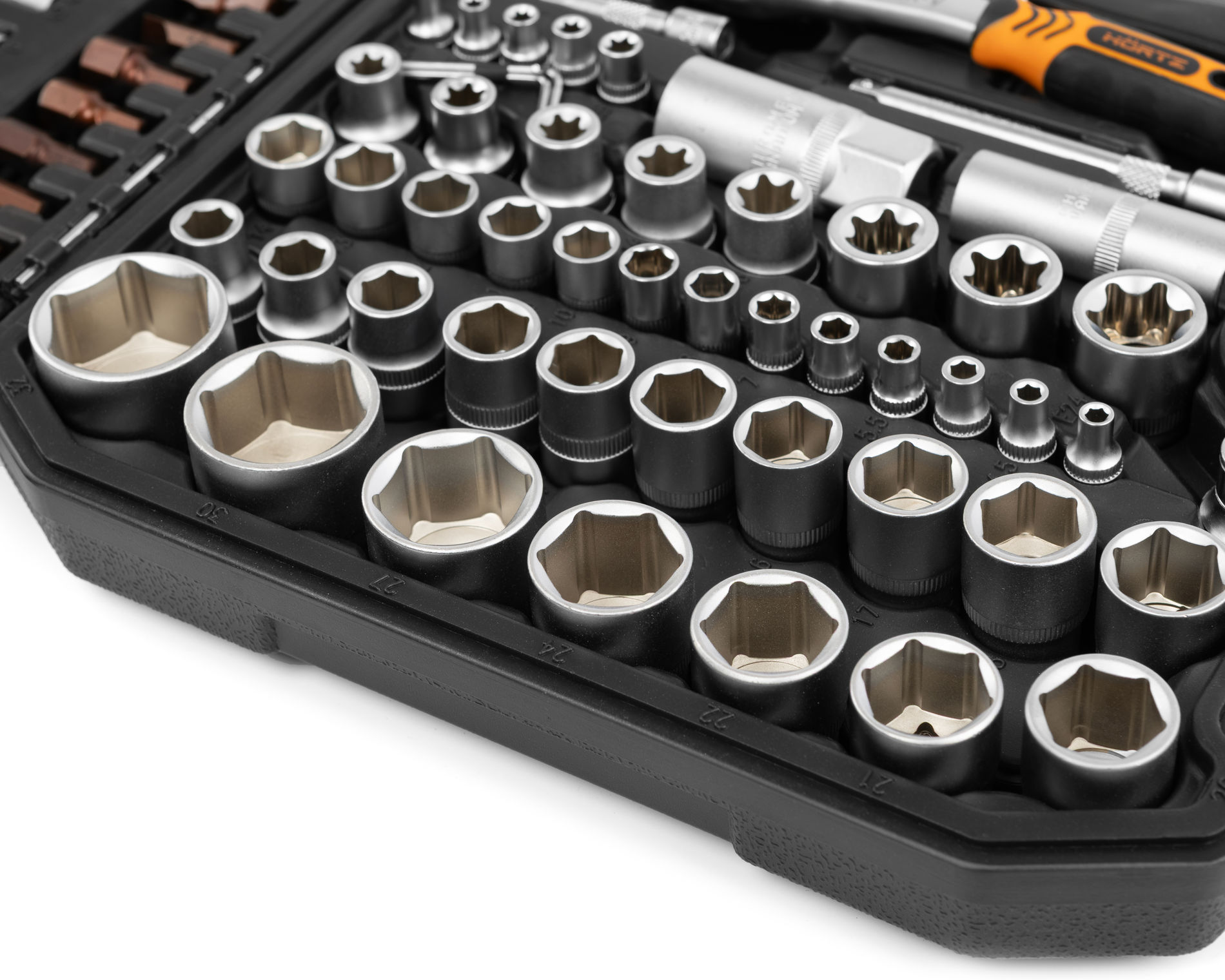 Набор инструментов 108 предметов 1/2" & 1/4", CRV, профессиональный в кейсе HORTZ 1187697