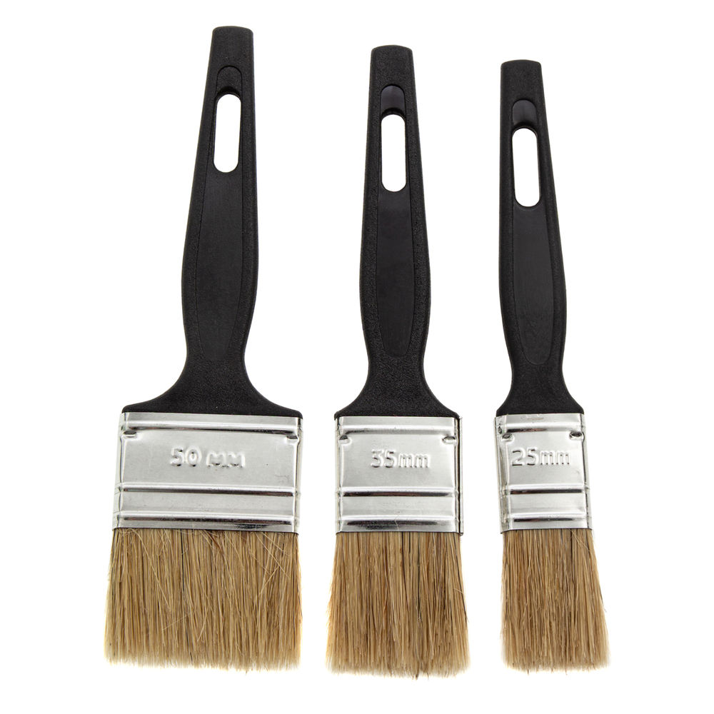 Набор кистей флейцевых 3 шт. (25 мм, 35 мм, 50 мм) натуральная щетина, пластиковая ручка Сибртех (82507)