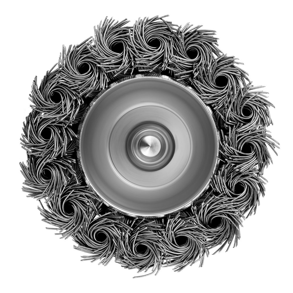 Щетка для дрели, 65 мм, чашка со шпилькой, крученая металлическая проволока Matrix (74468)