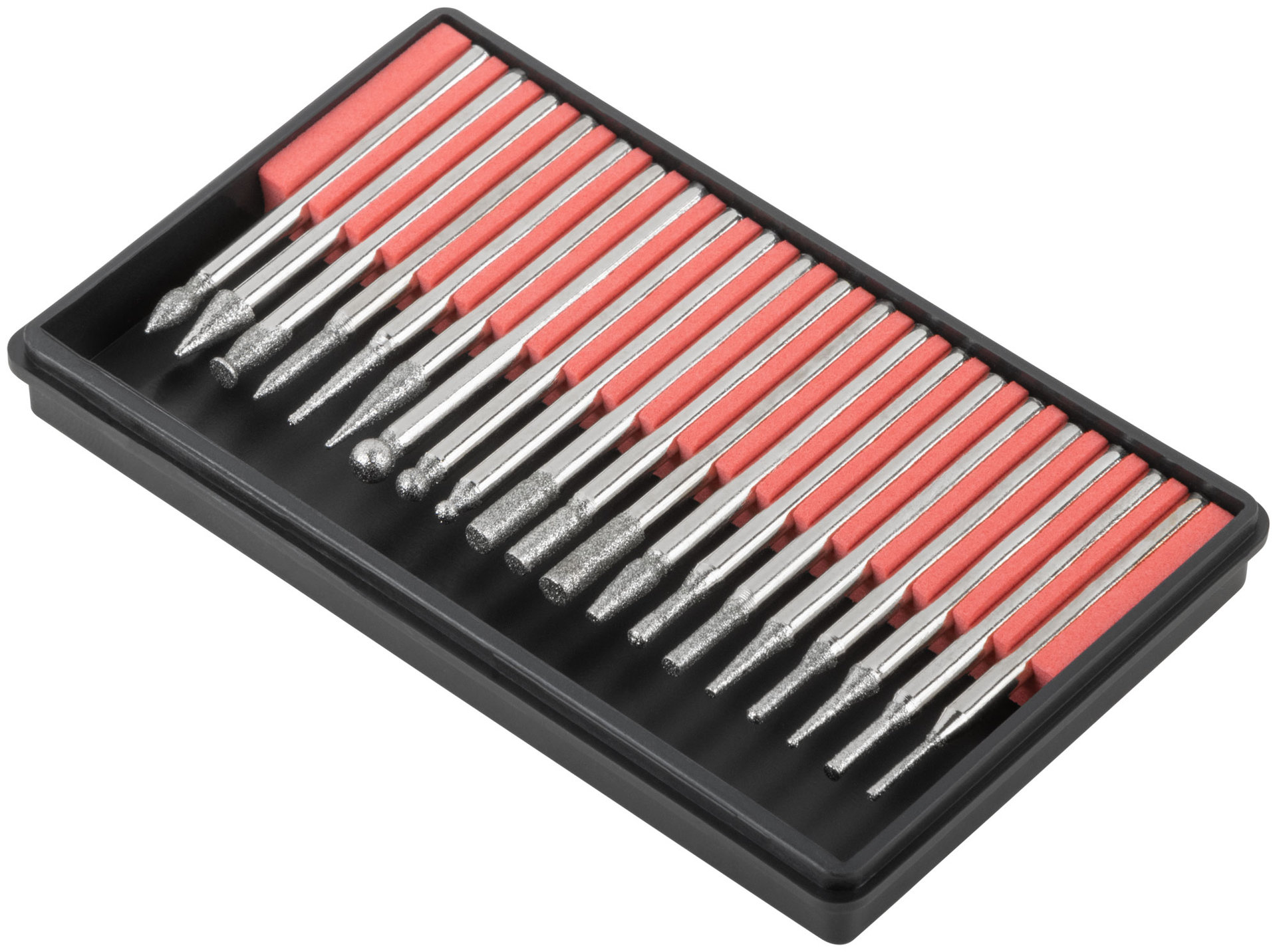 Шарошки, усиленная сталь с алмазным напылением, штифт диам. 3 мм, 20 шт. (36483)