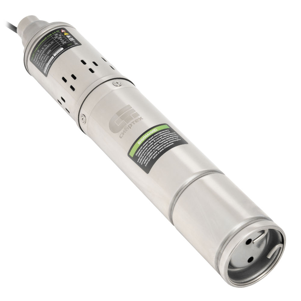 Скважинный насос СНВ-3,5-90, винтовой, диаметр 3,5, 700 Вт, 1500 л/ч, напор 90 м Сибртех (97292)