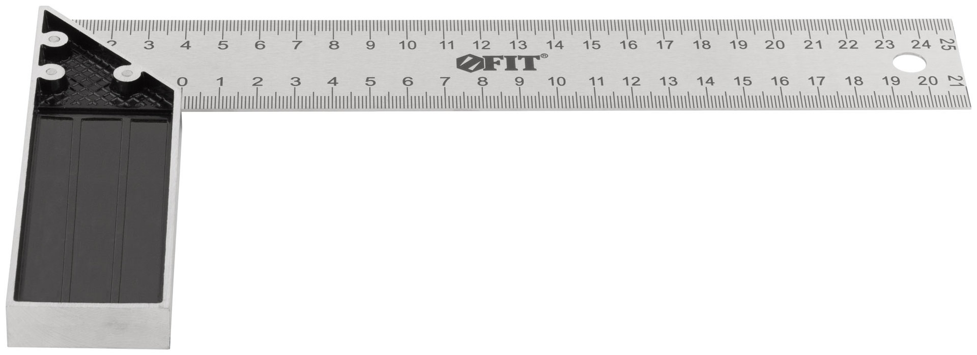 Угольник столярный, рифленая шкала, алюминиевое основание 250 мм (19461)