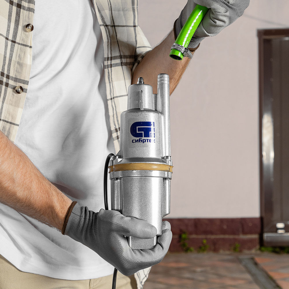 Вибрационный насос СВН300-15, верхний забор, 300 Вт, напор 75 м, 1200 л/ч, кабель 15 м Сибртех (99302)