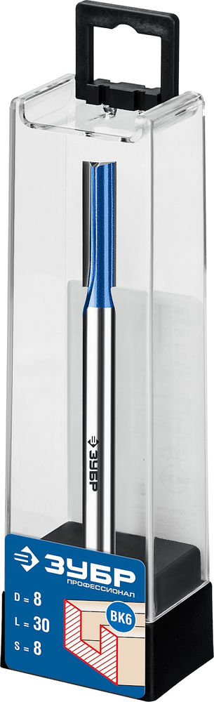 Фреза пазовая прямая с нижними подрезателями 8 x 30 мм, хвостовик 8 мм ЗУБР Профессионал 28755-8-30