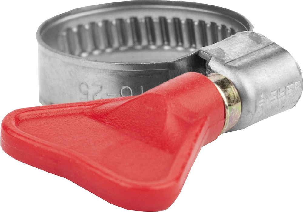 Хомут нержавеющий Бабочка 16 - 25 мм, накатная лента 9 мм, 200 шт ЗУБР Профессионал 37835-16-25-200