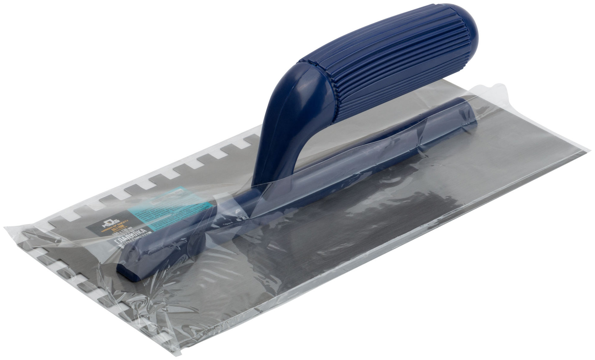 Гладилка стальная, пластиковая ручка 280х130 мм, зубчатая, зуб 8х8 мм (05118М)